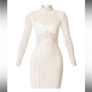 Authentic Hervé Léger Shadow Stripe Knit Mini Dress